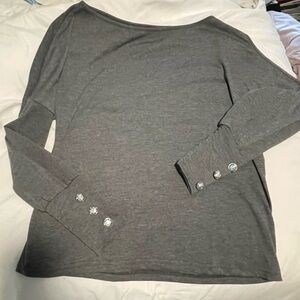 Gray Women's Top with Button Accents